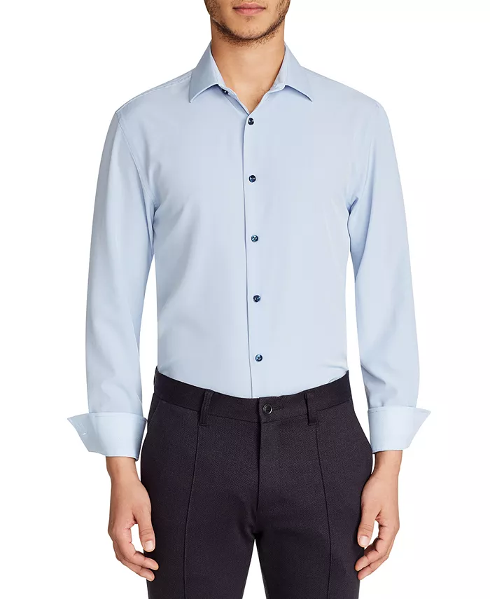 Men's Slim-Fit Solid Performance Stretch Cooling Comfort Dress Shirt - thumbnail 7