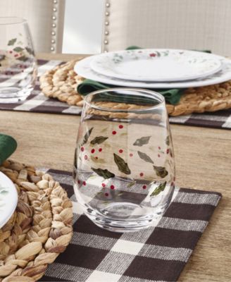 Holiday Stemless Wine Glasses, Set of 4