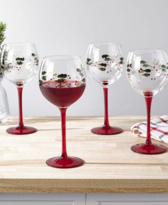 Holiday Wine Glasses, Set of 4