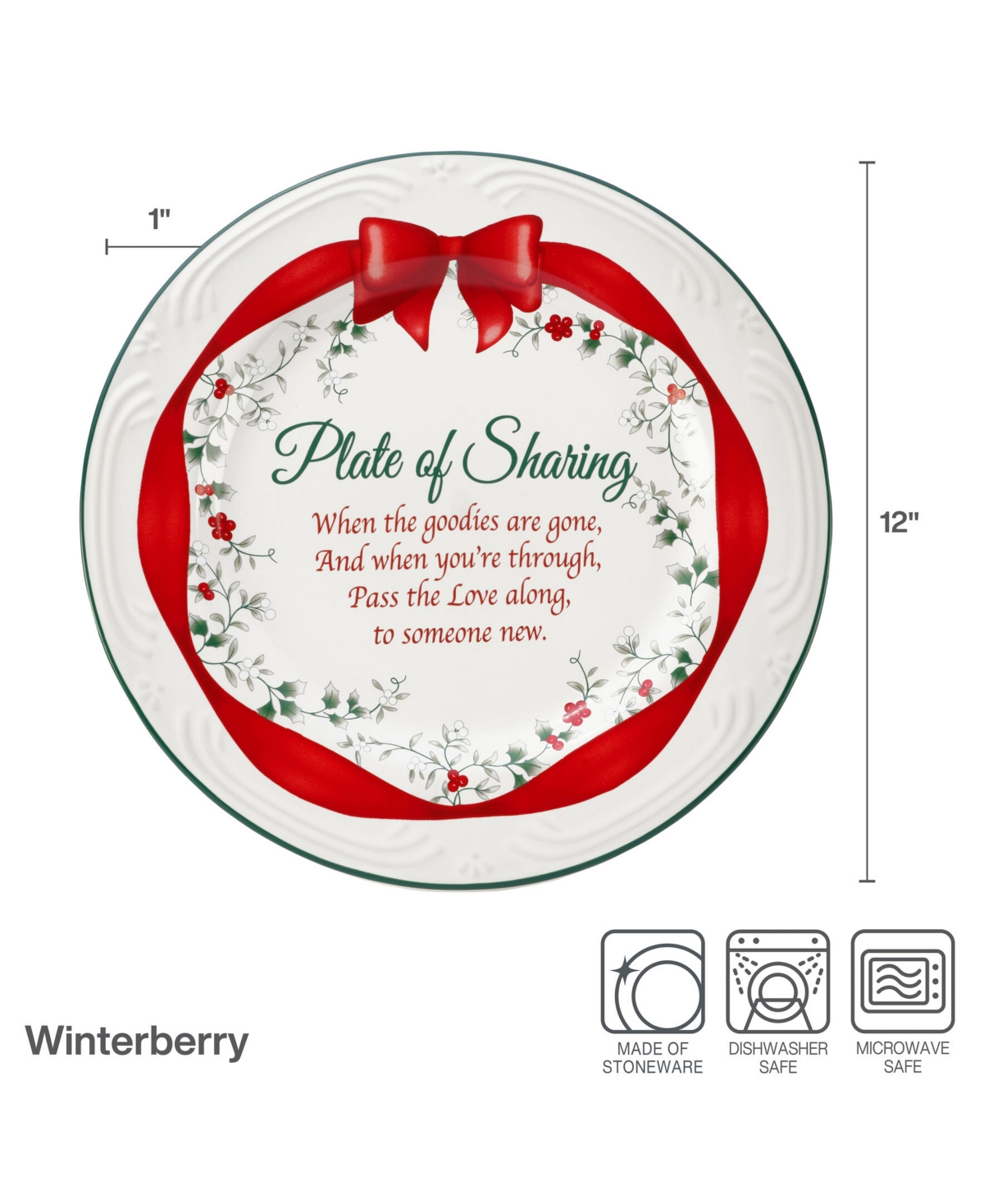 Winterberry Red Ribbon Sharing Plate