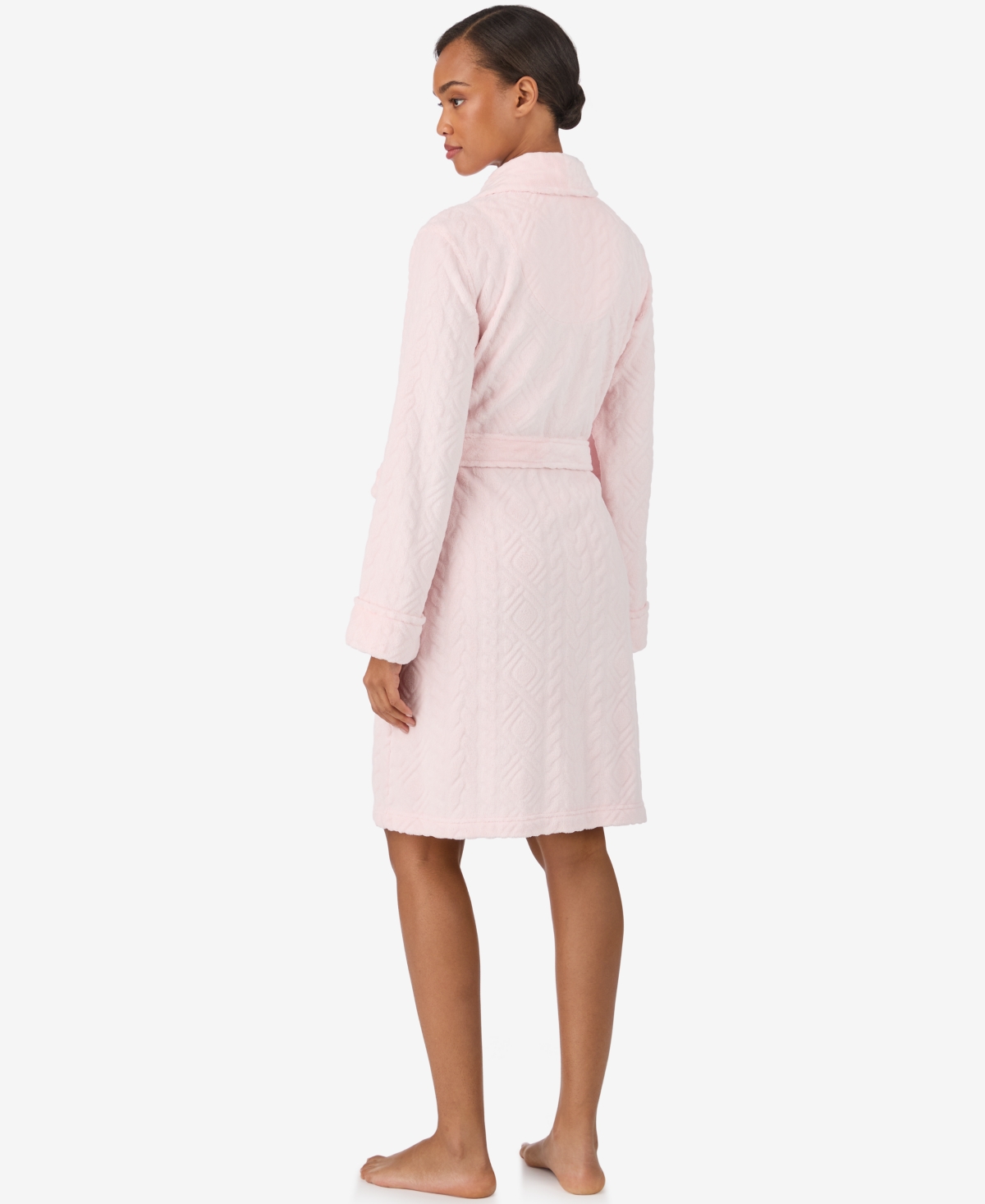 Ralph Lauren Women's Long Sleeve Shawl Collar Short Robe In Pink