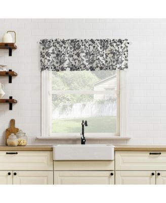 Elodie Tonal Botanical Semi-Sheer Rod Pocket Kitchen Curtain Tier Pair