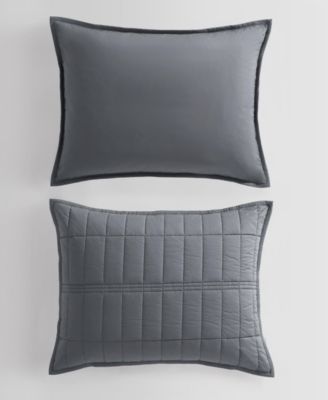 Washed Percale Solid Cotton 3-Pc. Quilt Set, King