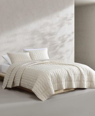 Calvin Klein Washed Percale Solid Cotton 3-Pc. Quilt Set, King