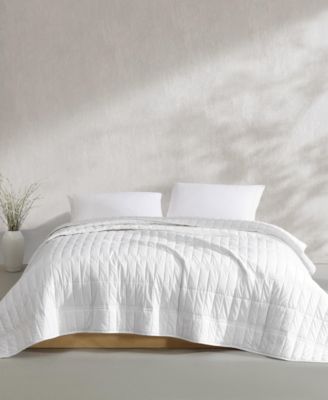 Washed Percale Solid Cotton 3-Pc. Quilt Set, King