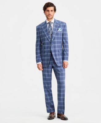 Men's Classic-Fit Navy Plaid Suit Separates Jacket 