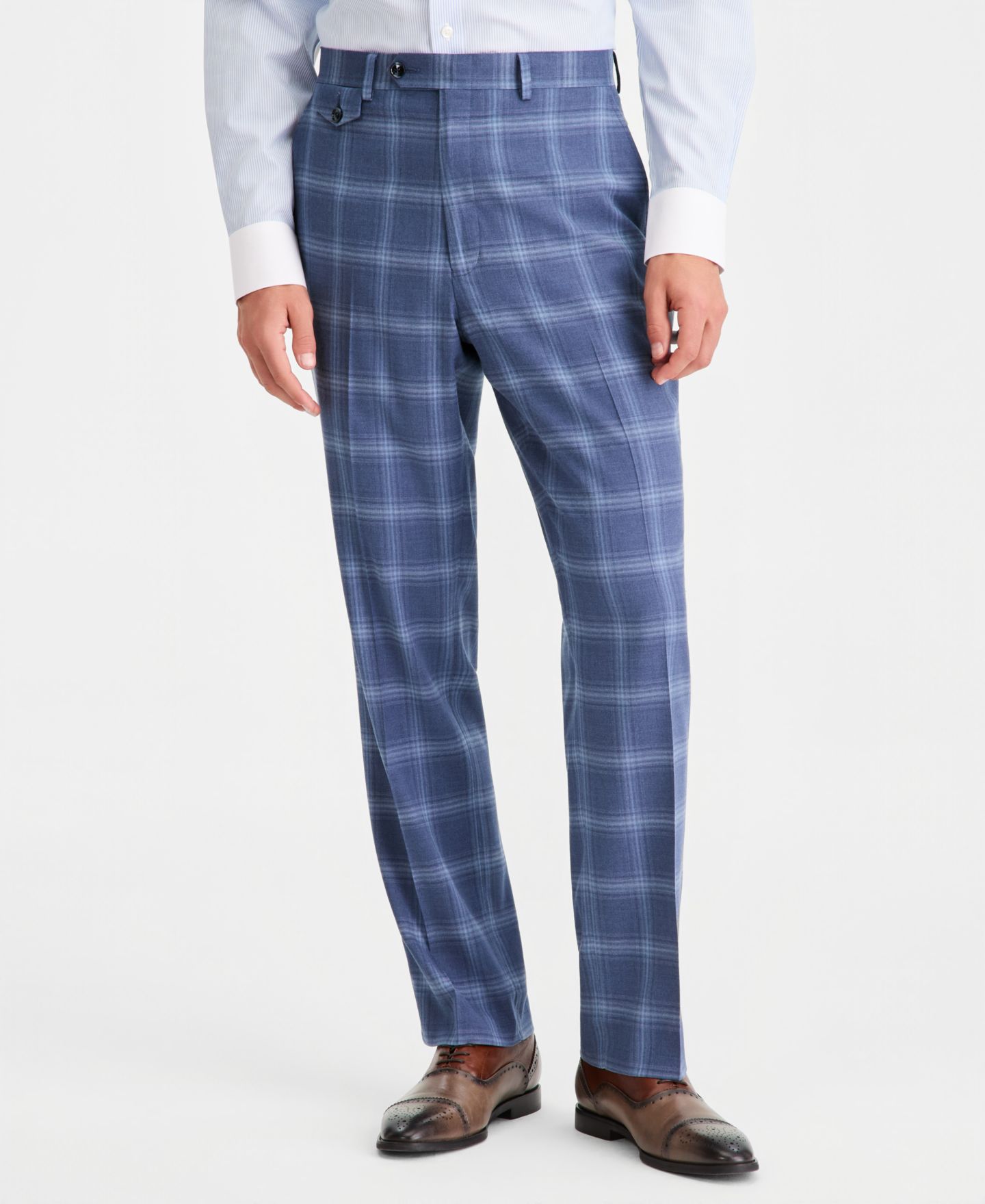 Мужские брюки Tayion Collection Classic-Fit Navy Windowpane Suit Separates, цвет: Тёмно-синий — фото 4