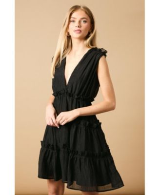 Women's Tiered Detail V-Neck Mini Dress
