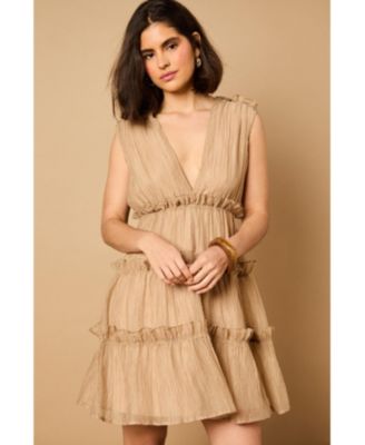 Women's Tiered Detail V-Neck Mini Dress