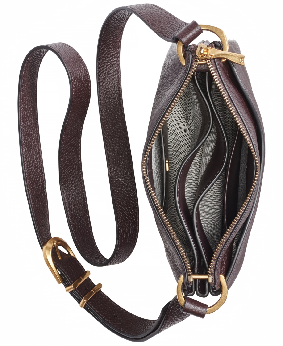Donna Karan Glenwood Zippered Leather Crossbody With Tassel Detail In Burgundy