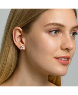 Half Carat Princess Cut Cubic Zirconia Stud Earrings