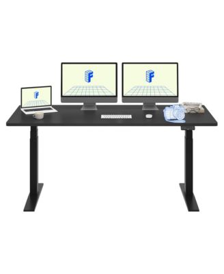 E7-COMMERCIAL Electric Adjustable Standing Desk, Rectangular Chipboard, Black