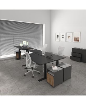 E7-COMMERCIAL Electric Adjustable Standing Desk, Rectangular Chipboard, Black