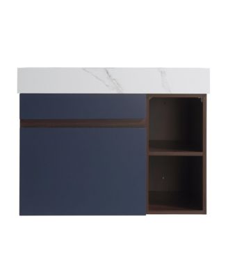 30-Inch Wall-Mounted Bathroom Vanity with Quartz Countertop and Double Topmount Sinks