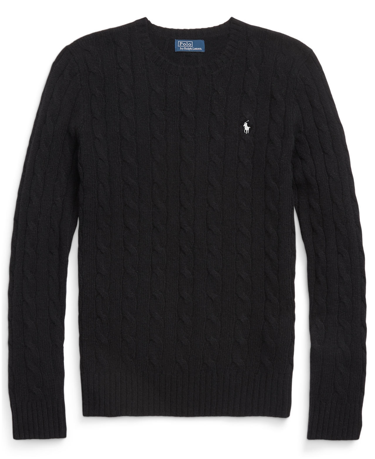 Polo Ralph Lauren Cable Wool And Cashmere Crewneck Jumper In Black
