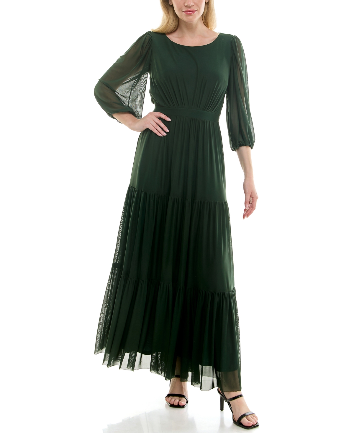 Taylor Women's Scoop Neck Tiered A-Line Dress