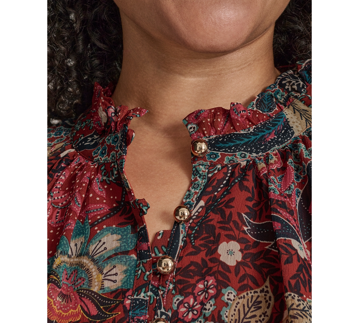 Vince Camuto Plus Smocked-Sleeve Shirt Dress