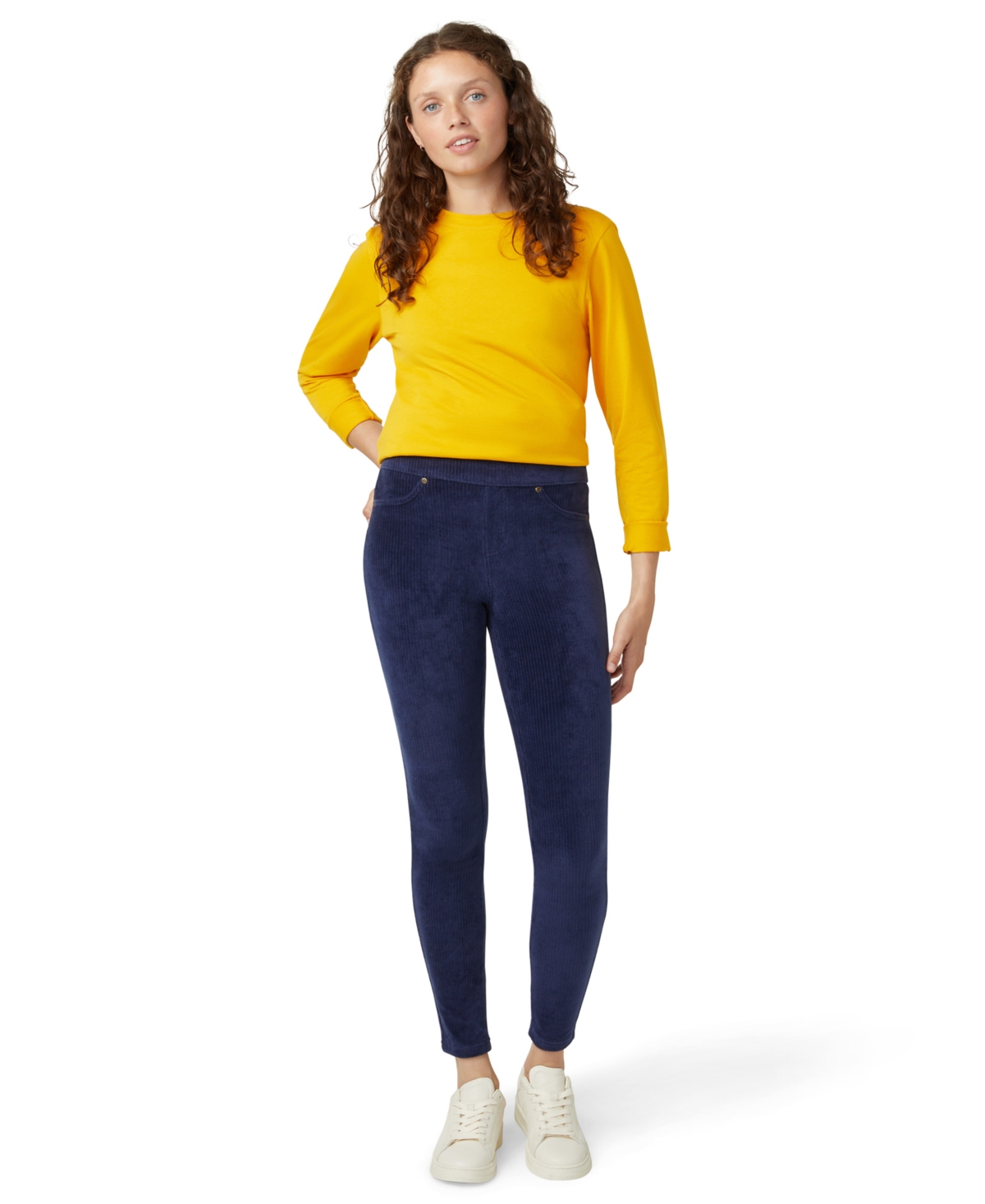 Hue Women's Straight Up Cool Classic Corduroy Leggings In White