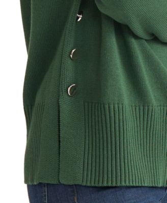 Women's Side Seam Button Mock Neck Sweater