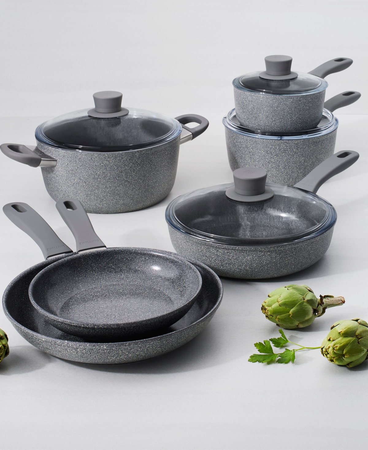 Zwilling Parma Plus Ceramic Nonstick 10-pc. Cookware Set In Gray
