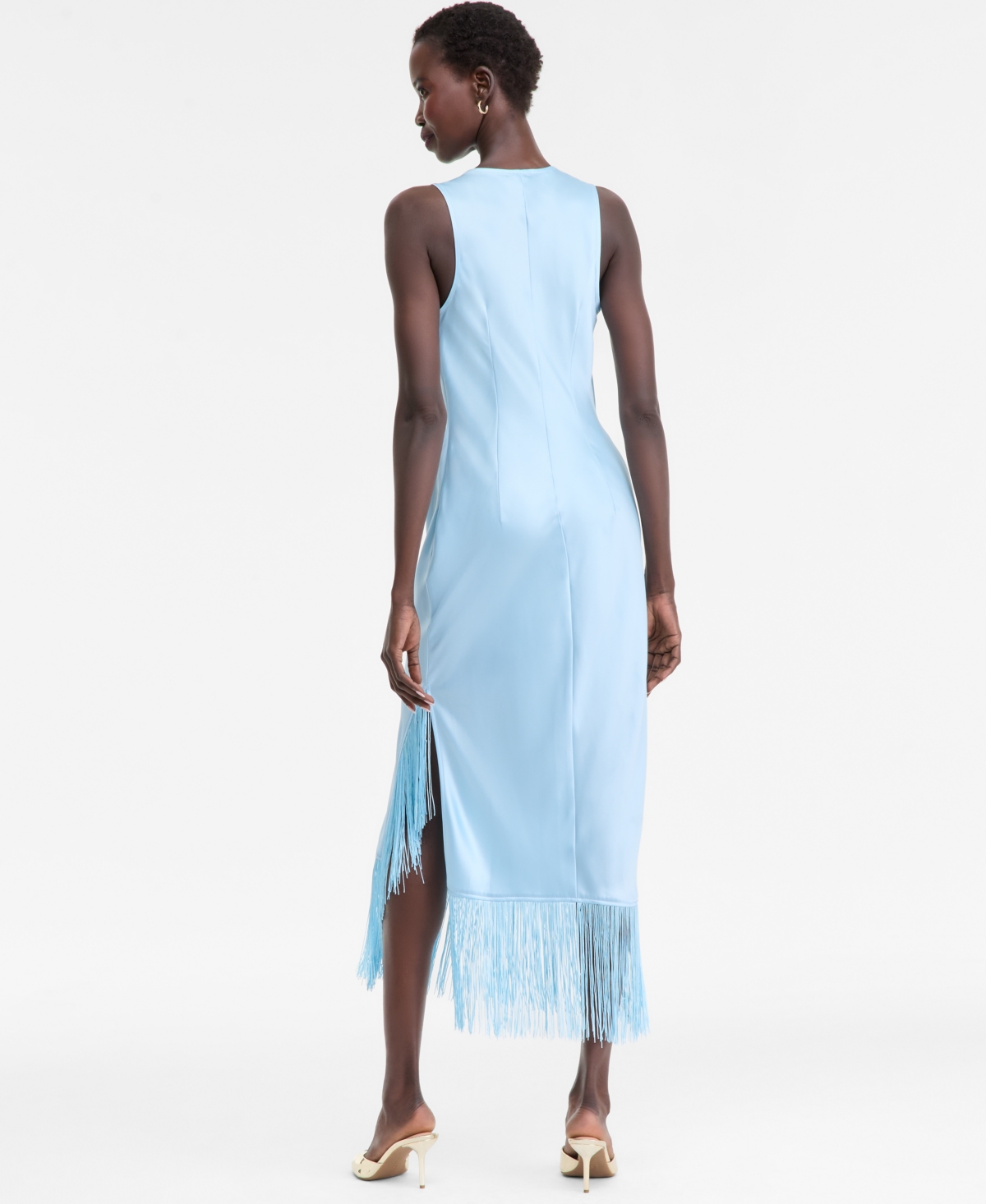 I.n.c. International Concepts Women's Cowl-Neck Fringe-Hem Midi Dress, Created for Macy's