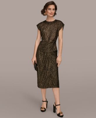 Women's Cap Sleeve Metallic Burnout Crewneck Top