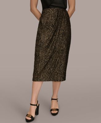 Donna Karan New York - Women’s Faux Wrap Metallic Burnout Skirt