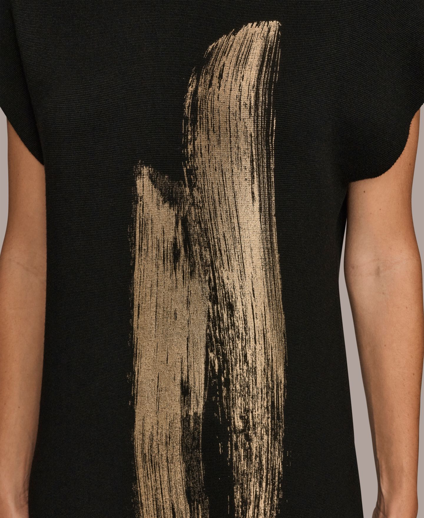 Женское платье Donna Karan New York Gold-Tone Velvet Burnout Sweater Dress, цвет: Чёрный золотой разноцветный — фото 7