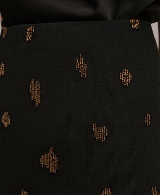 Women's Metallic Bead Embellished Pencil Skirt