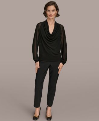 Women's Long Sleeve Mix Media Top