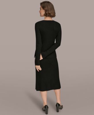 Women's Ribbed V-Neck Long Sleeve Sweater