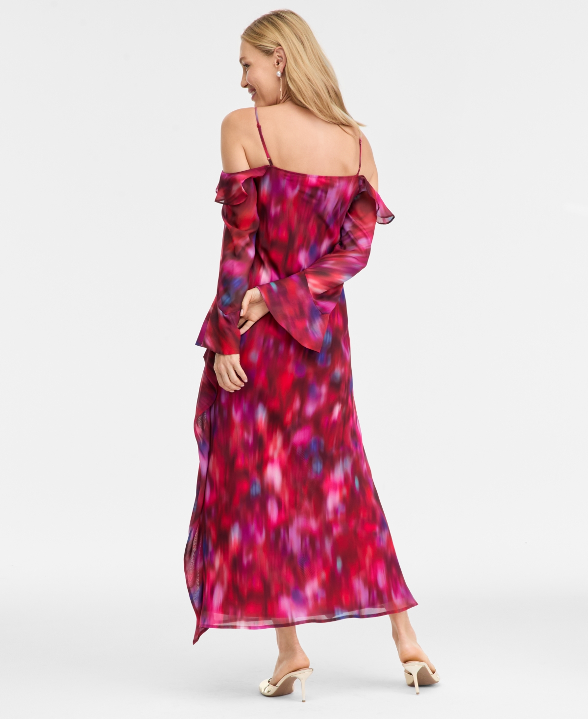 Inc International Concepts Women's Ruffled Cold-shoulder Dress, Macy's Exclusive In Multi
