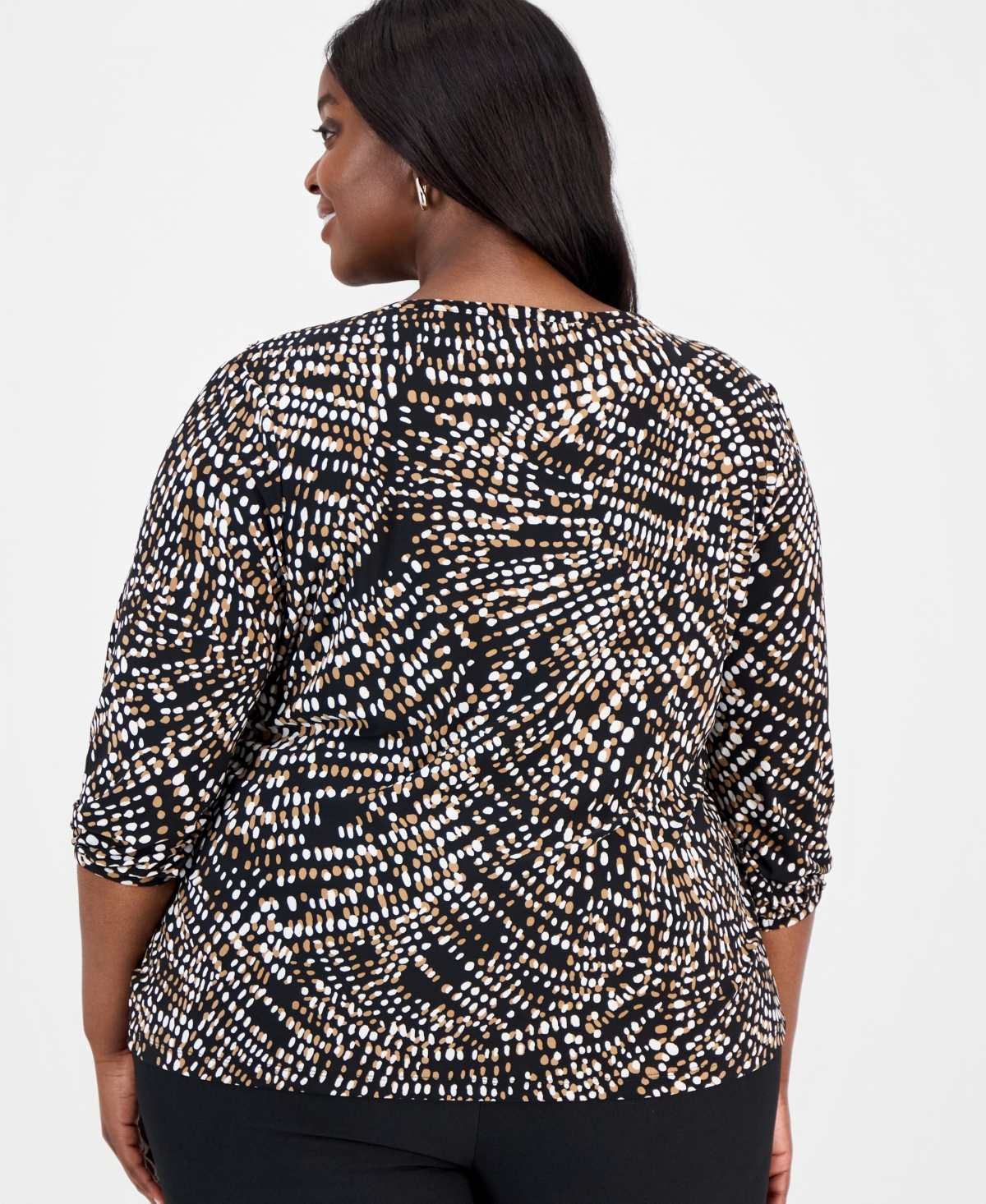 Jones New York Plus Printed 3/4-Sleeve Top