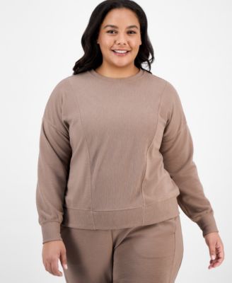 Plus Size Ottoman Knit Crewneck Pullover Top