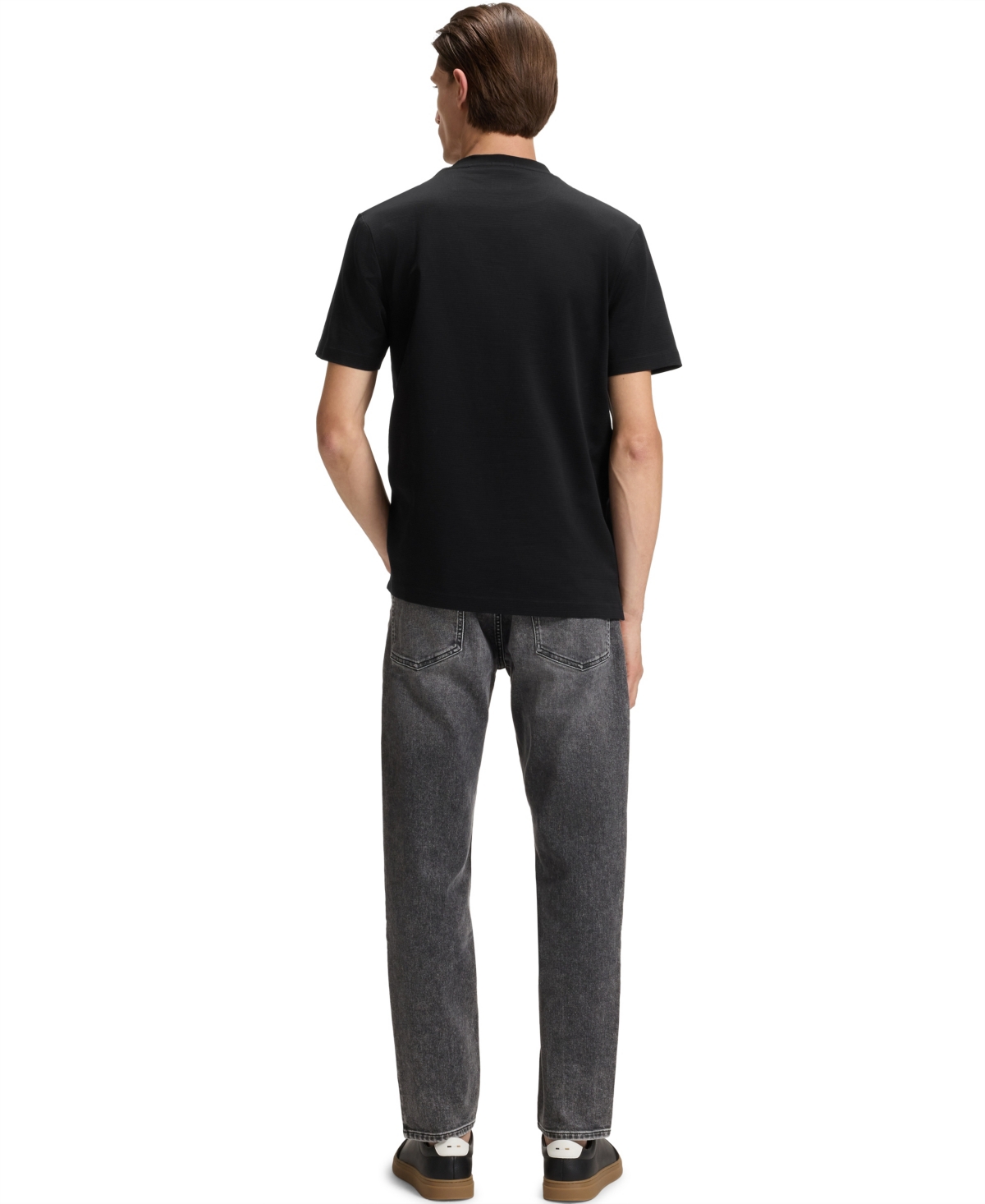 Hugo Boss Boss By  Men's Micro Pattern Mercerized-cotton T-shirt In Black
