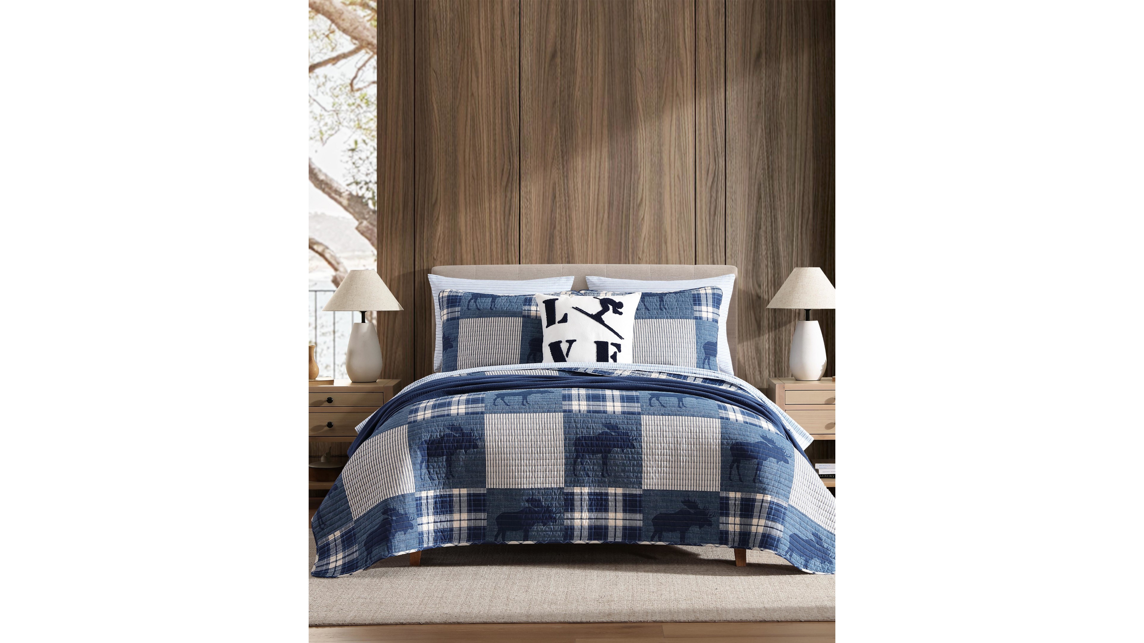 Eddie Bauer Moose Plaid Cotton Reversible 2-Pc. Quilt Set, Twin