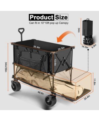 450lbs Heavy Duty Double Decker Collapsible Folding Wagon Cart with 360&deg; Wheels, and Extra Storage
