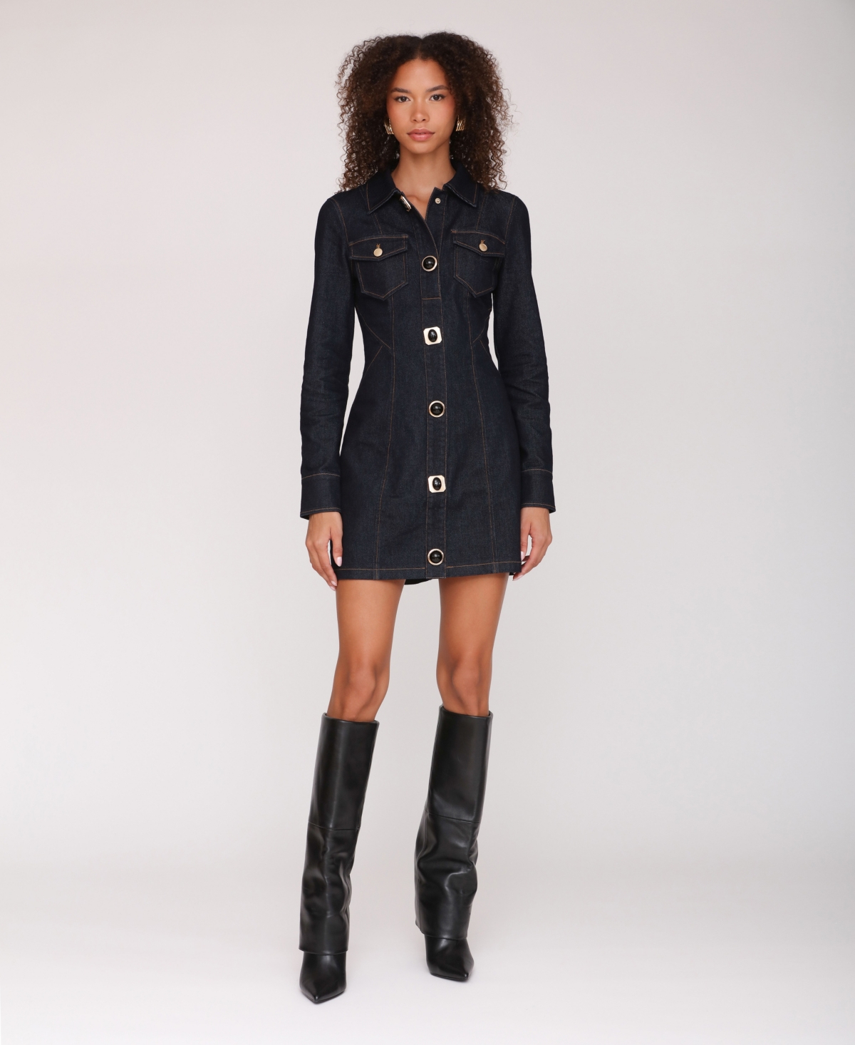 Avec Les Filles Women's Collared Mini Shirt Dress