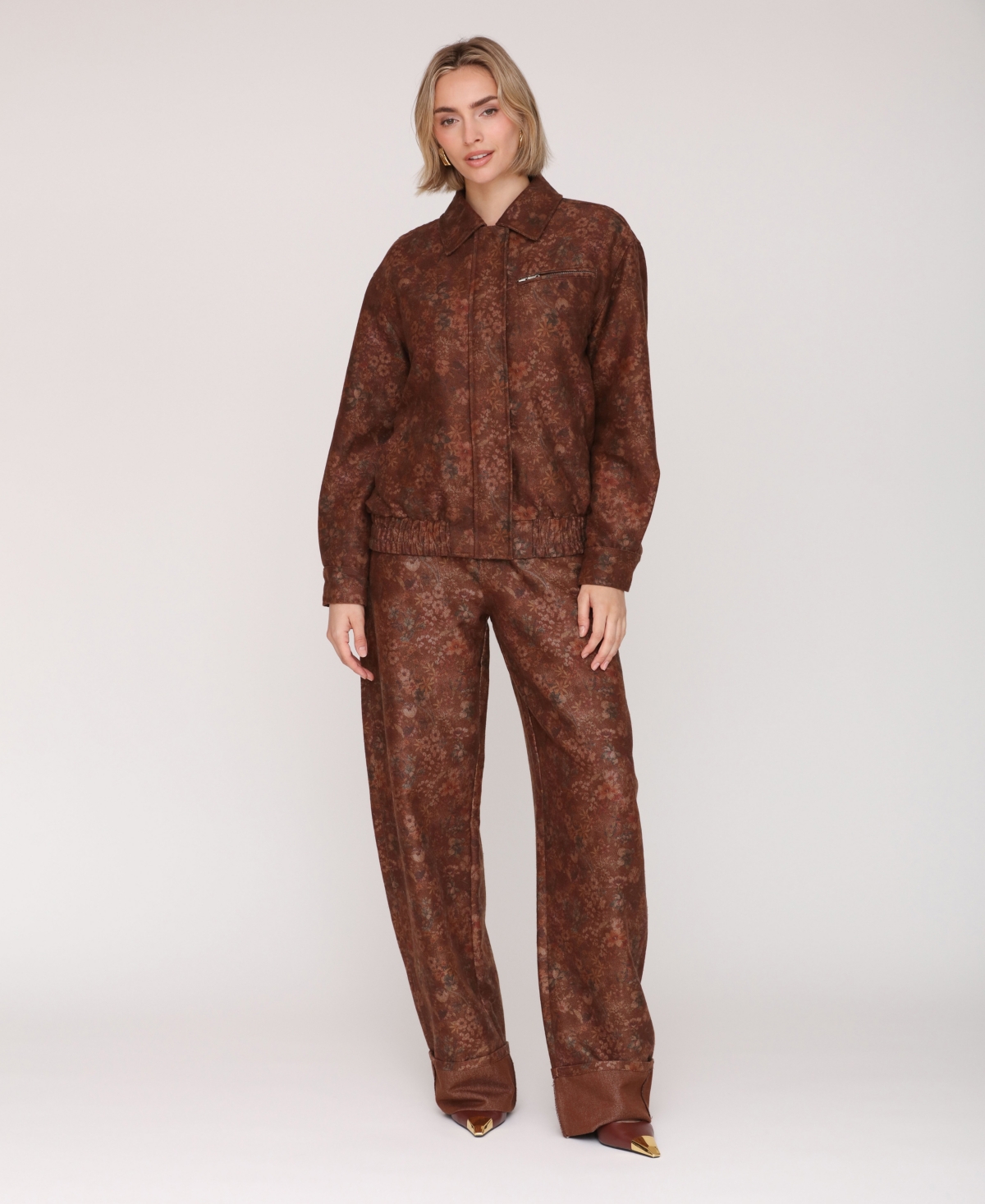 Avec Les Filles Women's Oversized Bomber Jacket In Brown