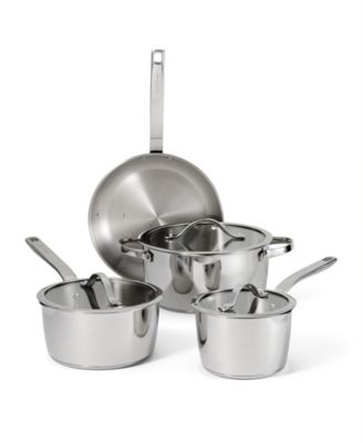 Tramontina - Tempo Tri-Ply Base Stainless Steel 7-Piece Cookware Set with Glass Lids