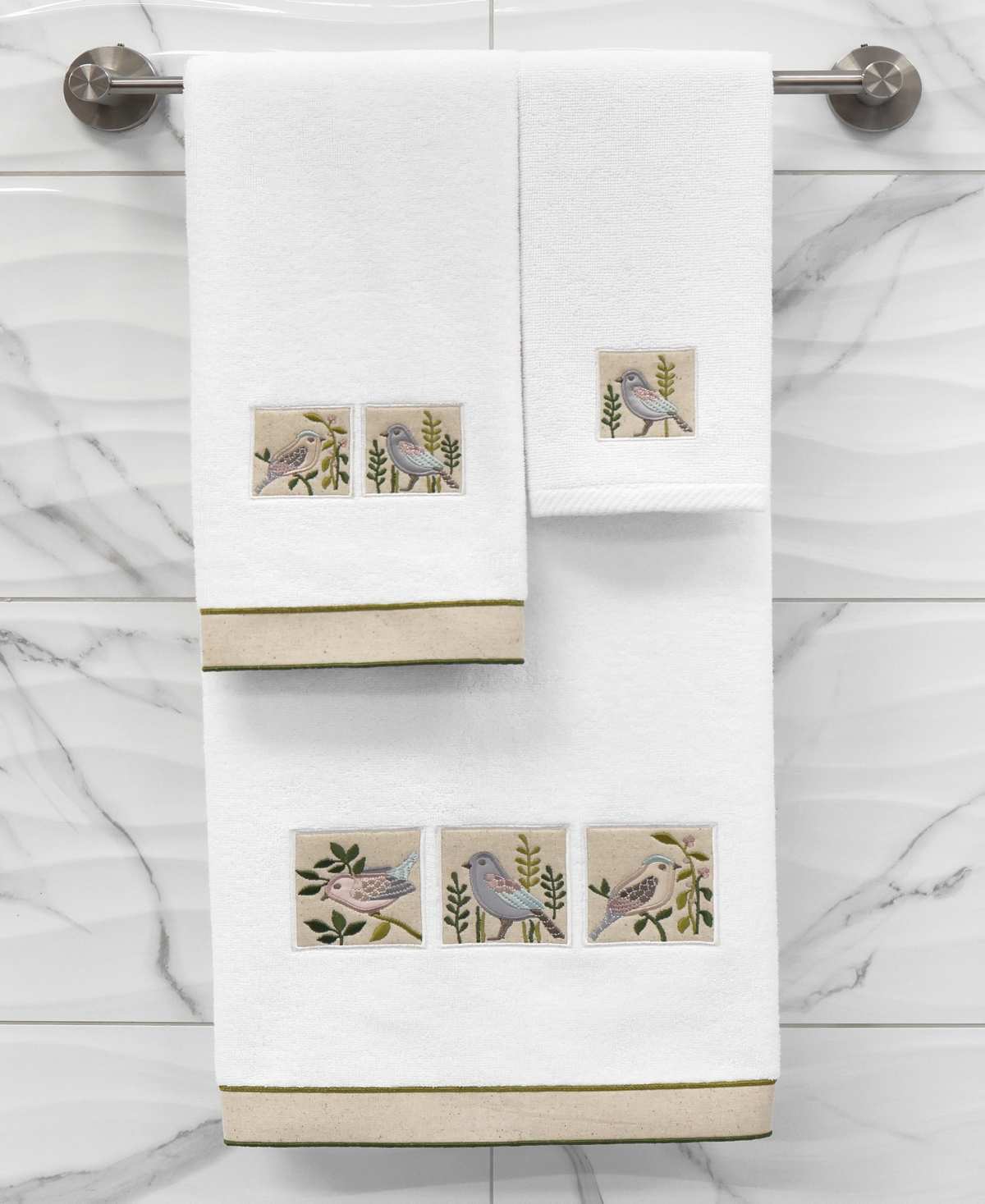 Linum Home Cotton Belinda Embellished 3-pc. Towel Set In White