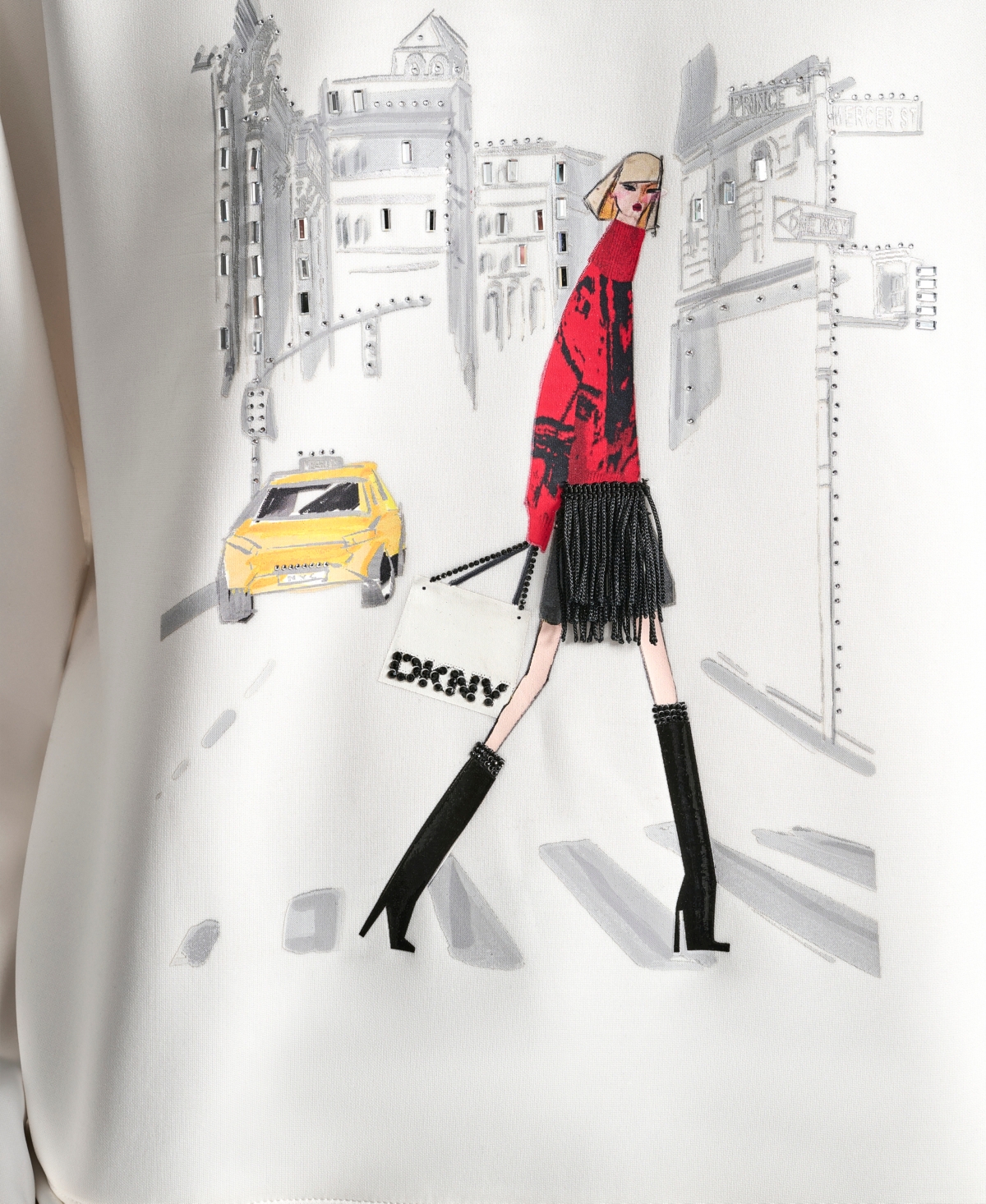 Dkny Women's Crossing Times Square Print Sweatshirt In White