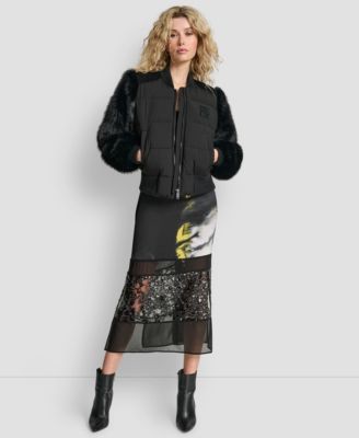 Women's Collared Zip-Front Cropped Bomber Jacket