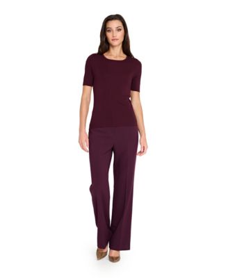 Women's Petite Fine-Rib Crewneck Sweater T-Shirt