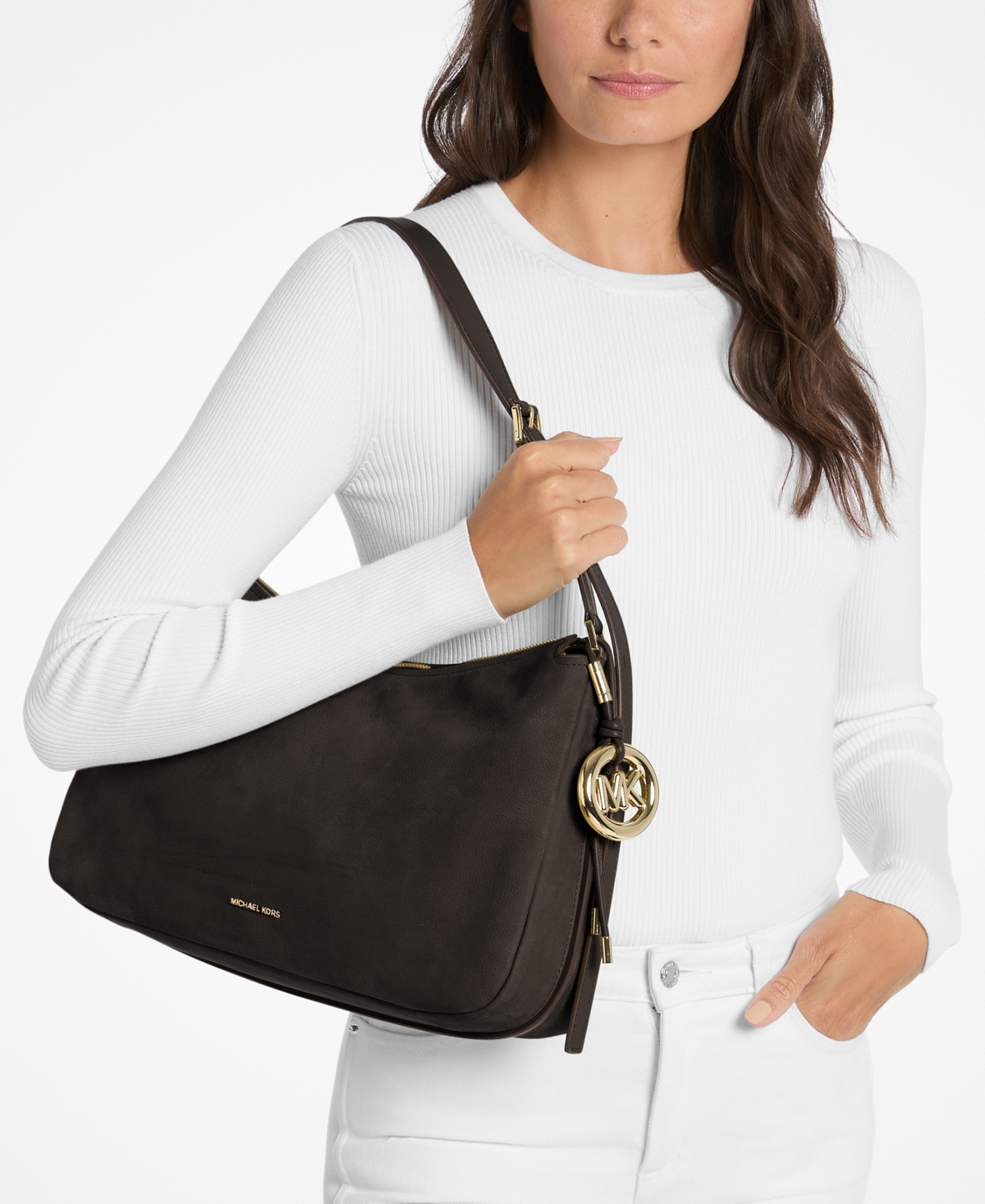 Michael Kors Women's Nolita Top Zip Convertible Large Shoulder Bag In Brown