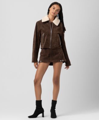 Women's Suede Sherpa Collar Jacket