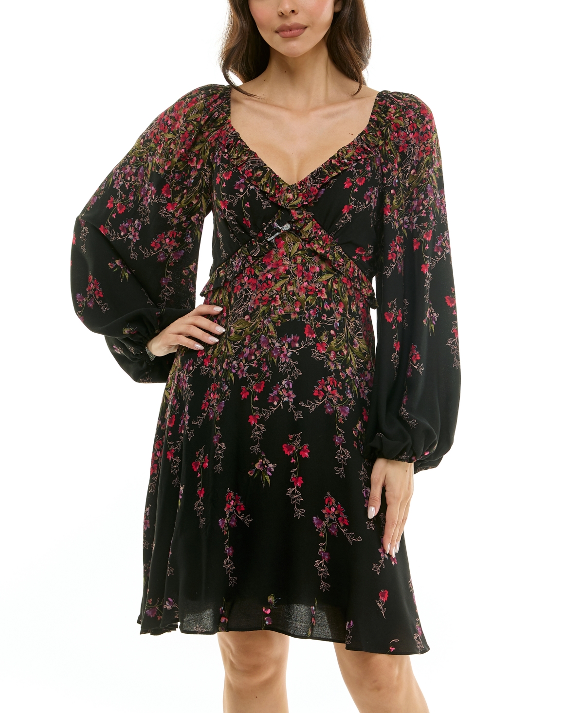 Taylor Petite V-neck Fit And Flare Dress In Multi