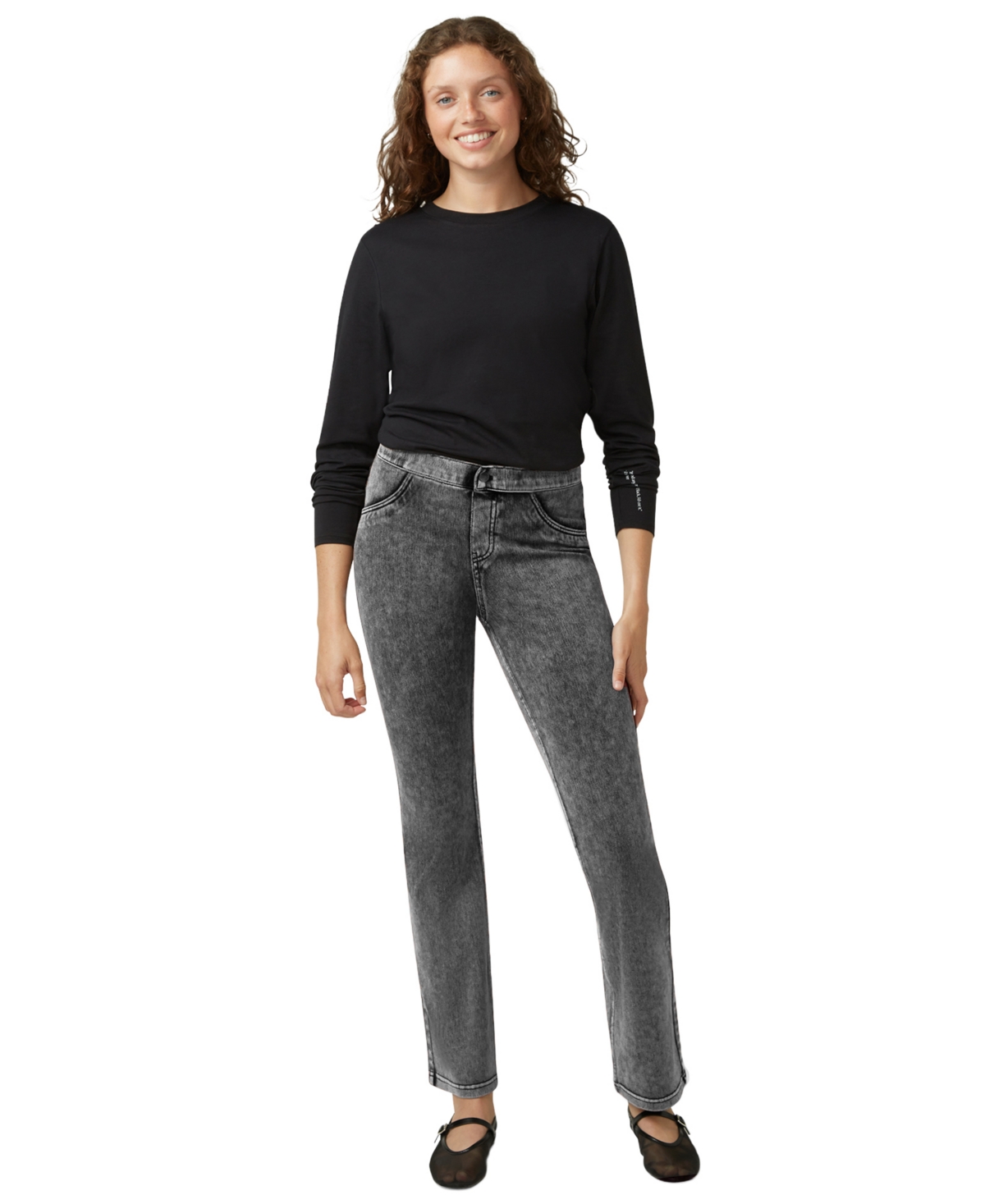 Hue Women's High-rise Denim Baby Bootcut Leggings In Gray