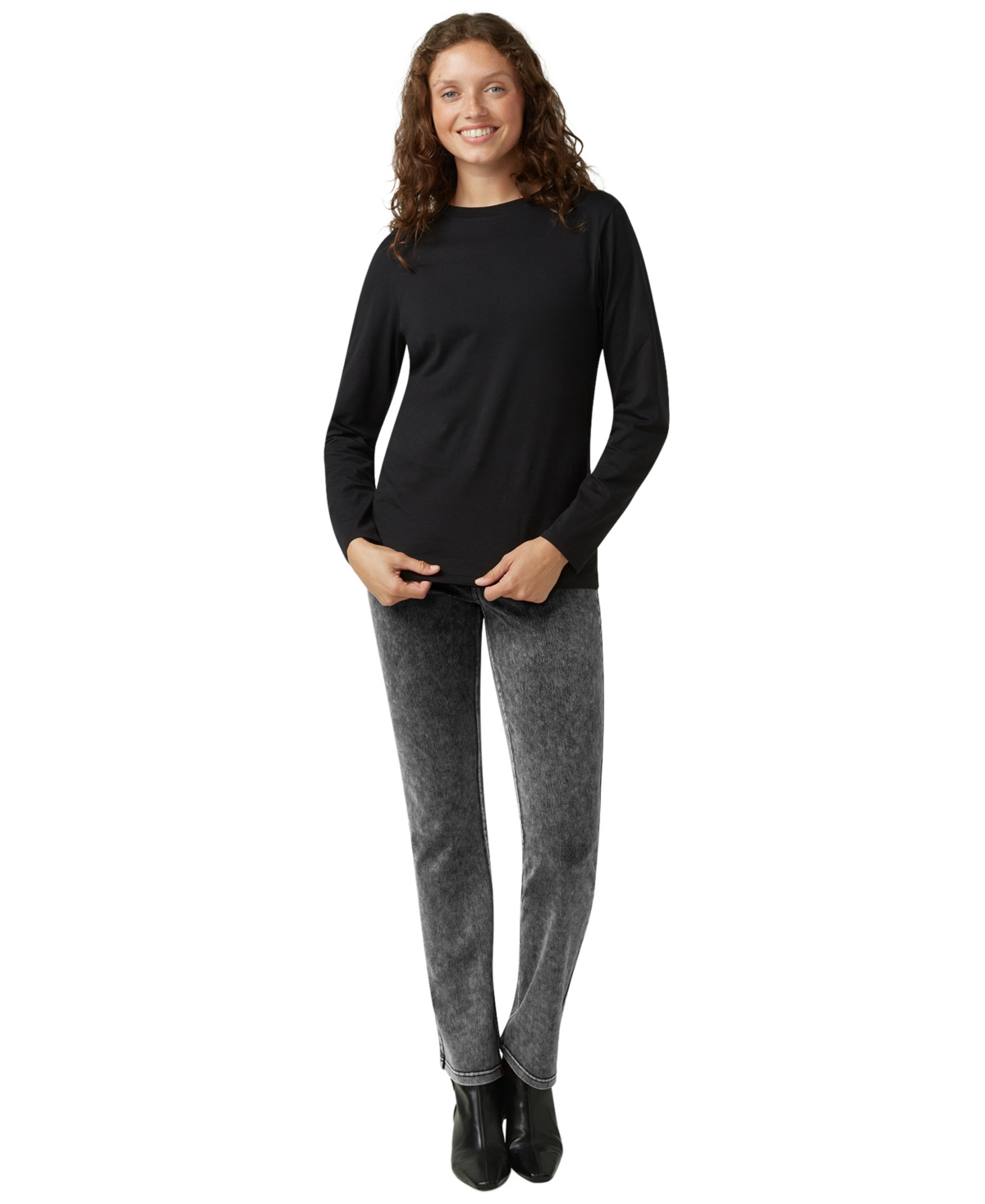Hue Women's High-rise Denim Baby Bootcut Leggings In Gray
