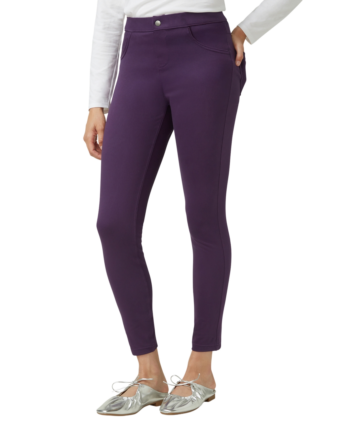 Hue Classic Stretch Denim Leggings, Regular & Plus Sizes In Purple